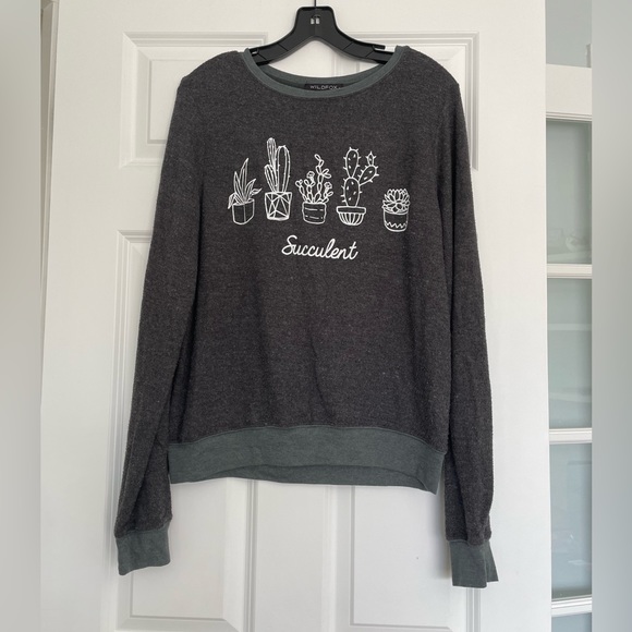 Wildfox Sweaters - Wildfox Succulent Green Grey Pullover